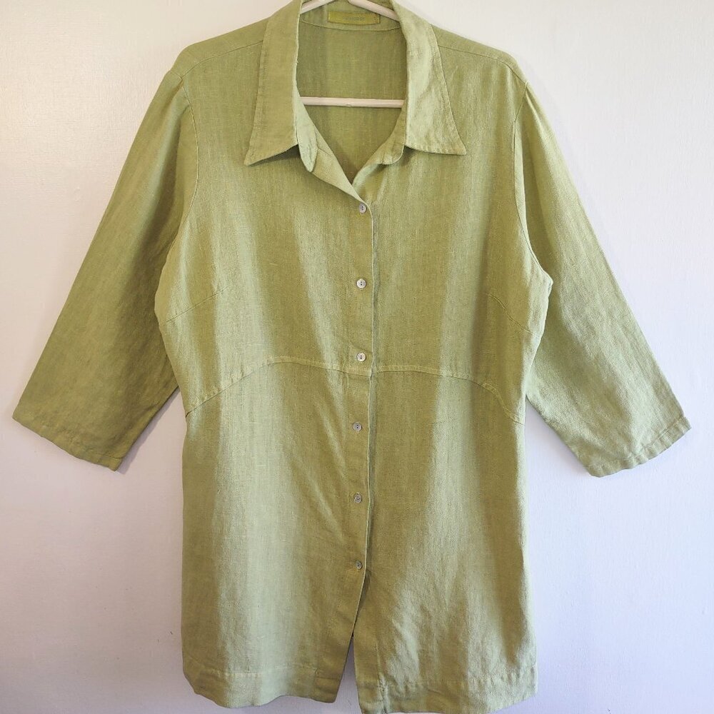 Cut Loose 100% Linen Shirt Size Medium Casual Relaxed Fit Beach Euro Summer